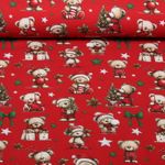Jersey - Motifs d'impression numérique d'ours de Noël rouges