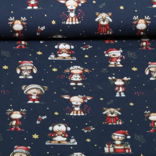 Jersey - Digital Weihnachtstiere Navy