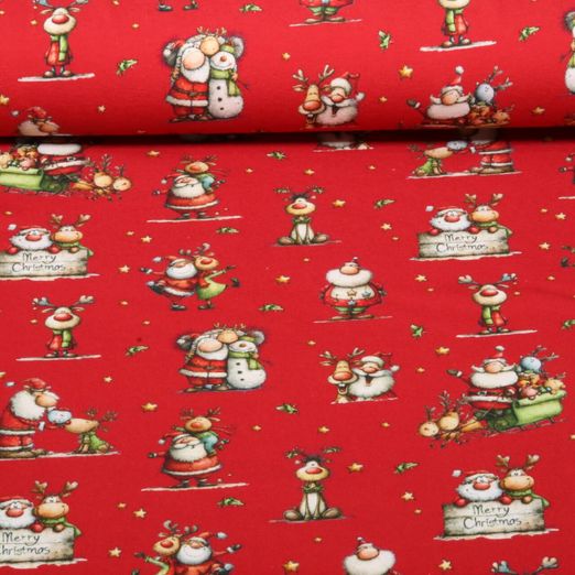 Jersey - Digital Weihnachtsmann und Elch Rot Jersey - Digital Weihnachtsmann und Elch Rot
