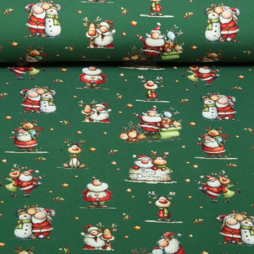 Jersey - Digital Weihnachtsmann und Elch Grün Jersey - Digital Weihnachtsmann und Elch Grün