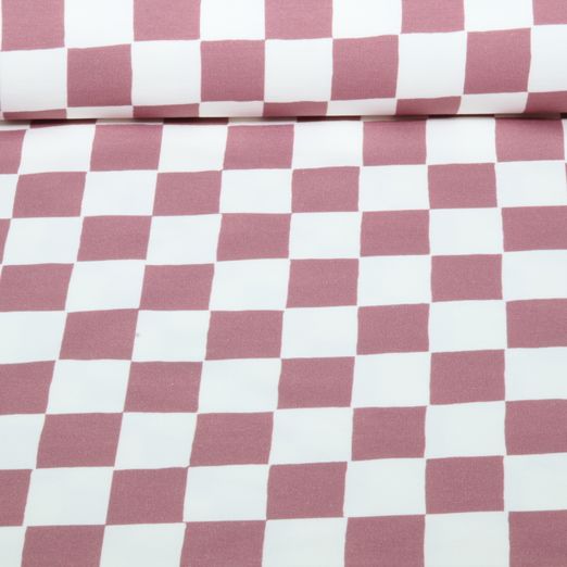 Bio Sommersweat - French Terry Karo Ecru Mauve