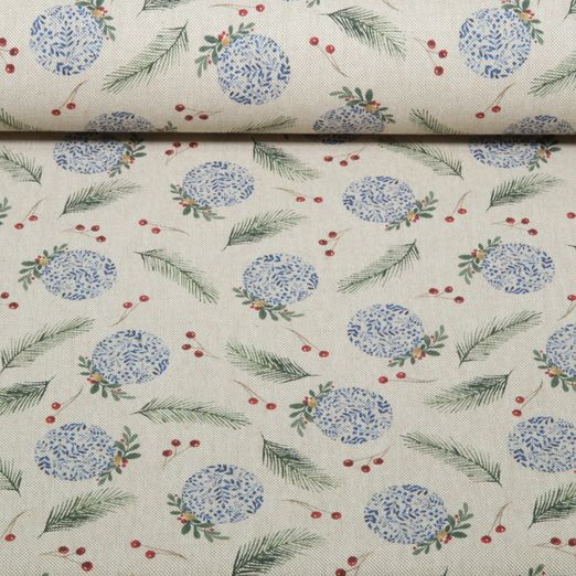 Toile canevas - Effet lin, décoration de Noël en impression numérique, Beige Toile canevas - Effet lin, décoration de Noël en impression numérique, Beige