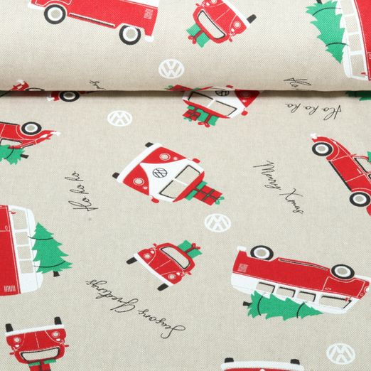 Toile canevas - Mobile de Noël VW Xmas Beige, aspect lin Toile canevas - Mobile de Noël VW Xmas Beige, aspect lin