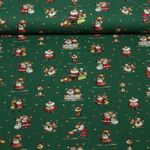 Baumwoll-Popeline - Weihnachtsmann und Elch Grün