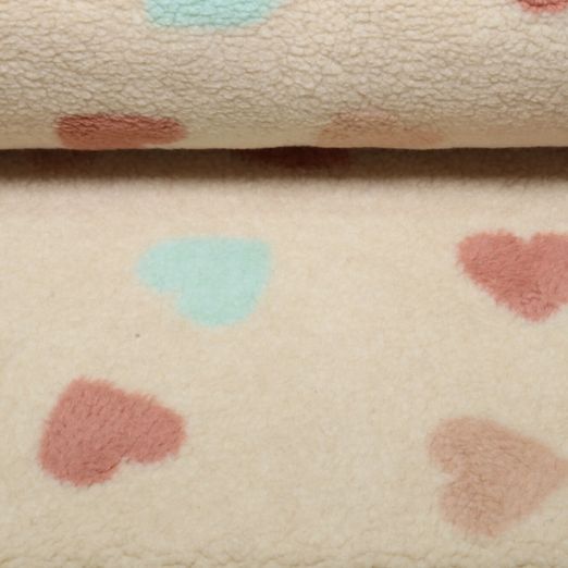 Polaire teddy - Cœurs jacquard couleur sable Polaire teddy - Cœurs jacquard couleur sable