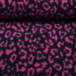 Polaire teddy - Jacquard léopard bleu marine et rose Polaire teddy - Jacquard léopard bleu marine et rose