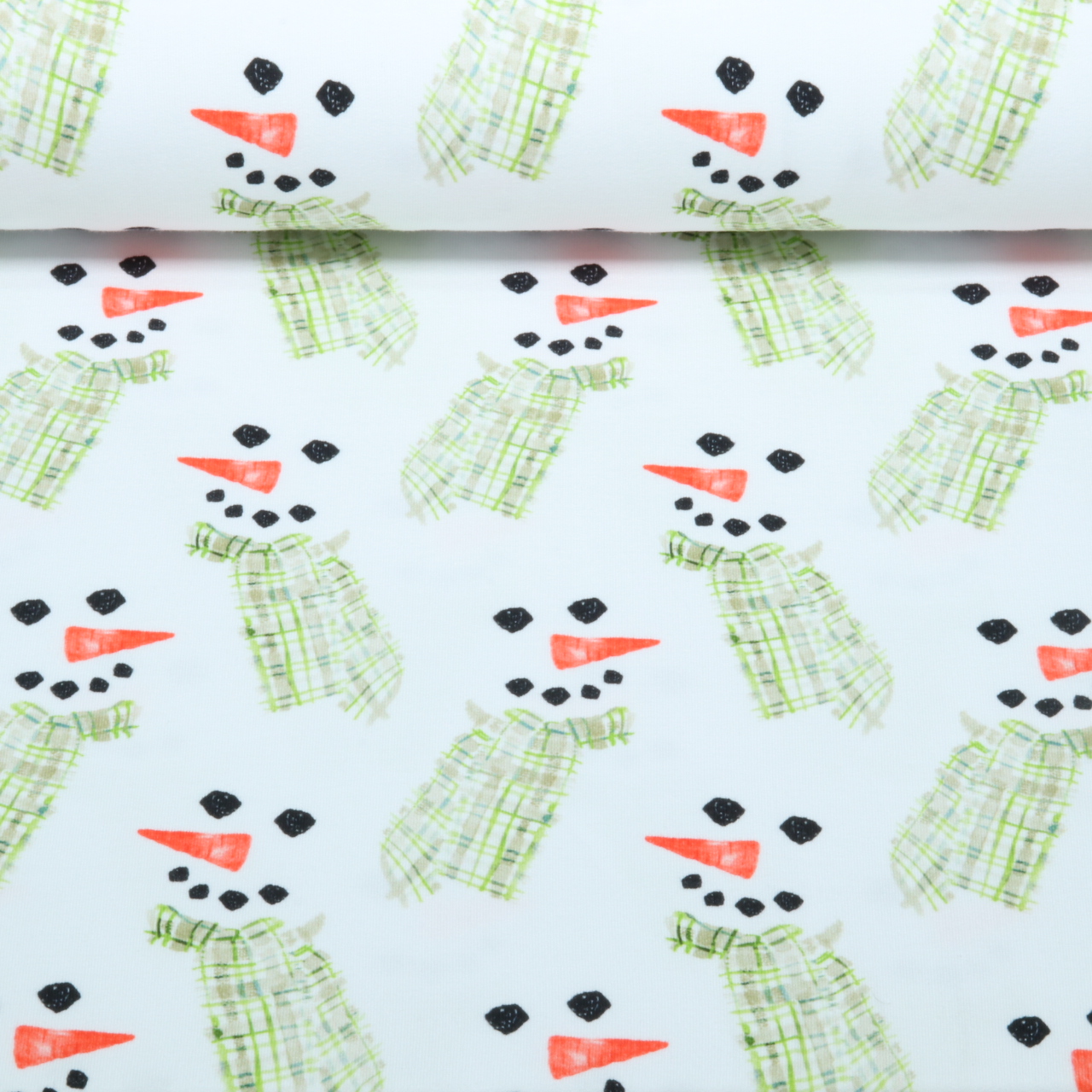 Sweat d'été - French Terry avec impression numérique « bonhommes de neige » blanc et vert-0 Sweat d'été - French Terry avec impression numérique « bonhommes de neige » blanc et vert-0