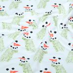 Zomersweater - French Terry met digitale sneeuwpoppen, wit en groen
