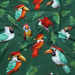 Zomersweater - French Terry met digitale kerstvogels, groen Zomersweater - French Terry met digitale kerstvogels, groen