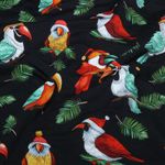 Zomersweater - French Terry met digitale kerstvogels, zwart Zomersweater - French Terry met digitale kerstvogels, zwart