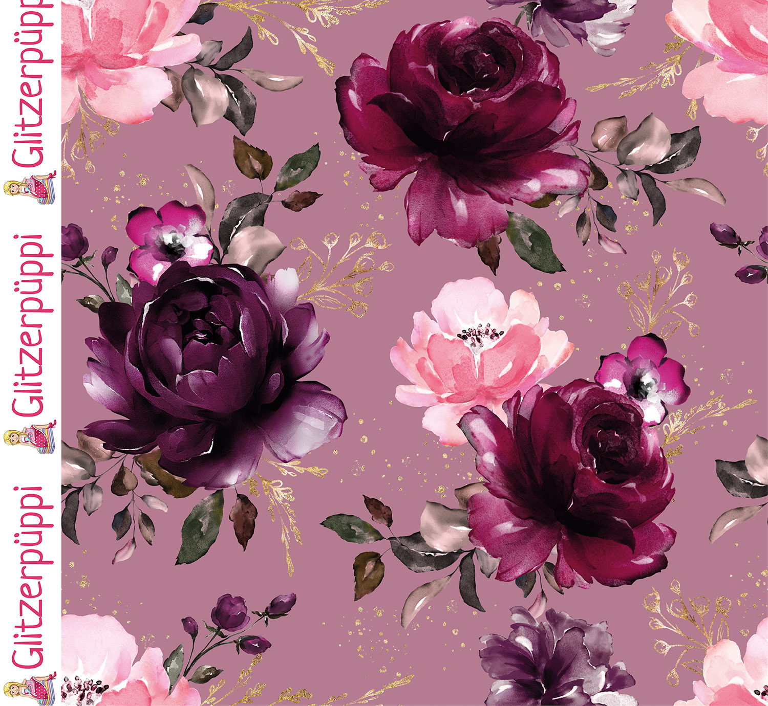 Jogging - Glitzerpüppi Impression numérique Roses Mauve-1 Jogging - Glitzerpüppi Impression numérique Roses Mauve-1