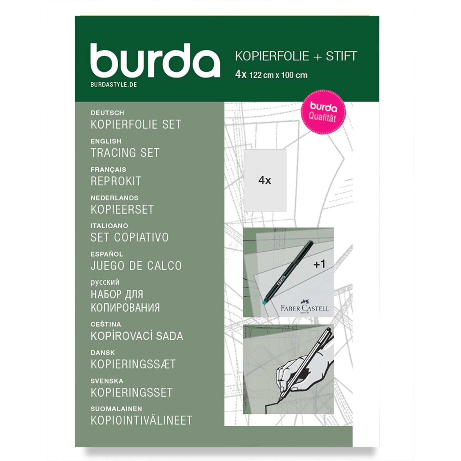 burda Kopierfolie mit Stift - 4 Blatt - 122 x 100 cm-0 burda Kopierfolie mit Stift - 4 Blatt - 122 x 100 cm-0