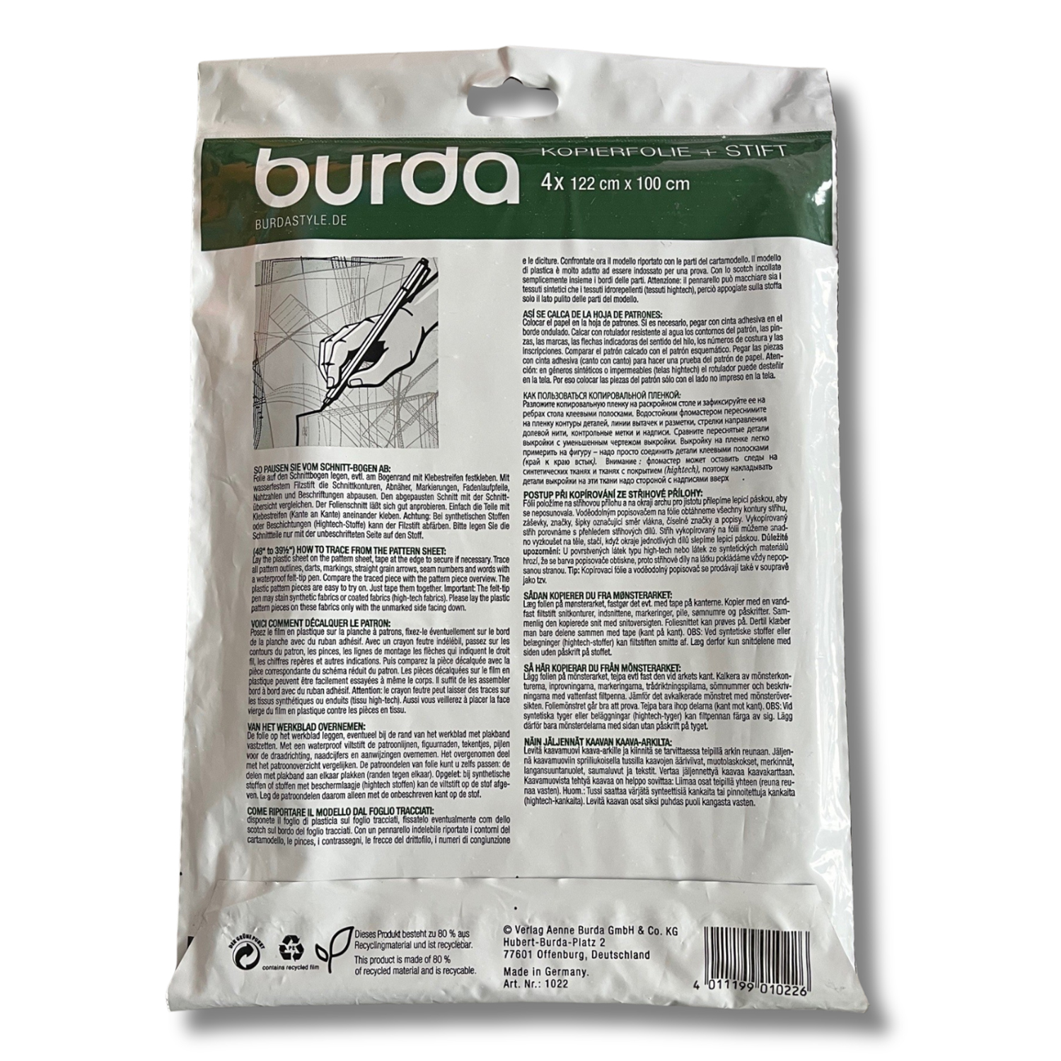 burda Kopierfolie mit Stift - 4 Blatt - 122 x 100 cm-1 burda Kopierfolie mit Stift - 4 Blatt - 122 x 100 cm-1