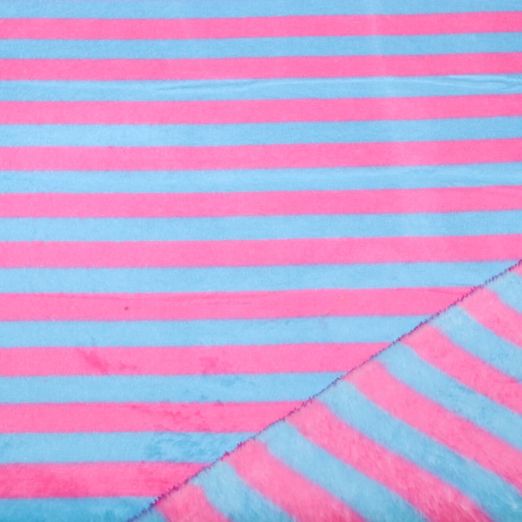 Polaire ultra douce - Rayures rose et Bleu clair