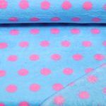 Polaire ultra douce - à pois Bleu clair et Rose