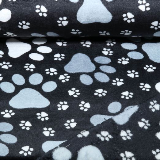 Kuschelfleece - Hundepfoten Schwarz