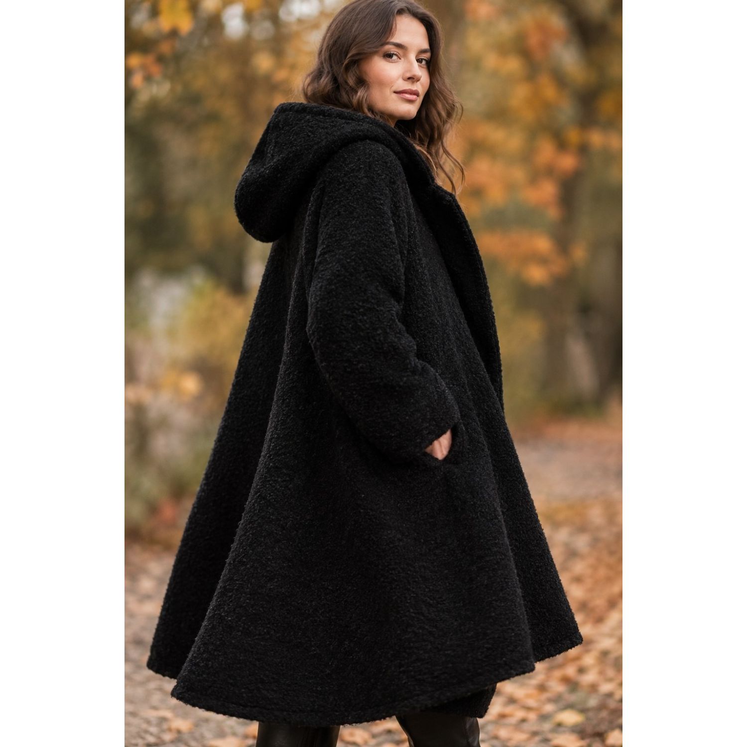 Mantelstoff - Woll Boucle Schwarz-1 Mantelstoff - Woll Boucle Schwarz-1