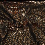 Jersey - Leopardato con paillettes, nero e bronzo, laminato, leggermente trasparente Jersey - Leopardato con paillettes, nero e bronzo, laminato, leggermente trasparente