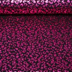 Jersey - Paillettes, motif léopard, Noir et Rose vif, filmé, légèrement transparent Jersey - Paillettes, motif léopard, Noir et Rose vif, filmé, légèrement transparent