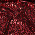Jersey - Leopardato con glitter, nero e rosso, laminato, leggermente trasparente