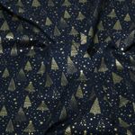 Katoenen popeline – Kerstbomen Navy Gold Katoenen popeline – Kerstbomen Navy Gold