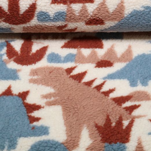 Teddyfleece - Qjutie & the Qjutest Jacquard Dinos Ecru