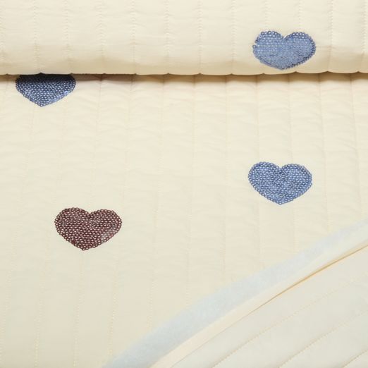 Tissu matelassé - Qjutie & the Qjutest Quilt Cœurs à paillettes Ecru Tissu matelassé - Qjutie & the Qjutest Quilt Cœurs à paillettes Ecru