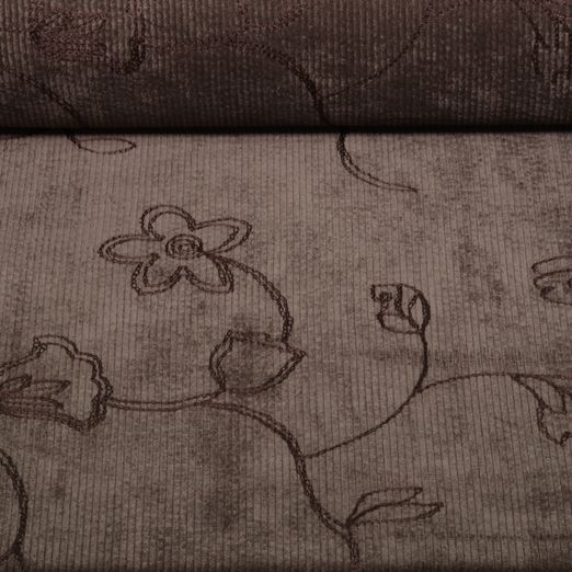 Cordon extensible - Motifs floraux brodés, Marron foncé Cordon extensible - Motifs floraux brodés, Marron foncé