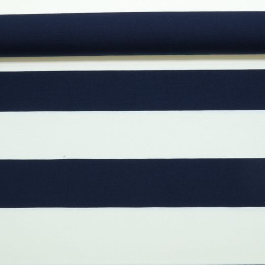 Jersey Romanit - Rayures de 72 mm, Bleu marine et Ecru, teint dans la masse