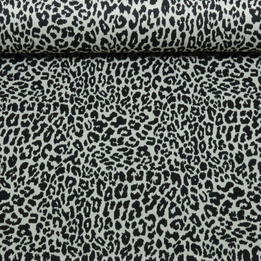 Jersey - Jacquard léopard sable et noir Jersey - Jacquard léopard sable et noir