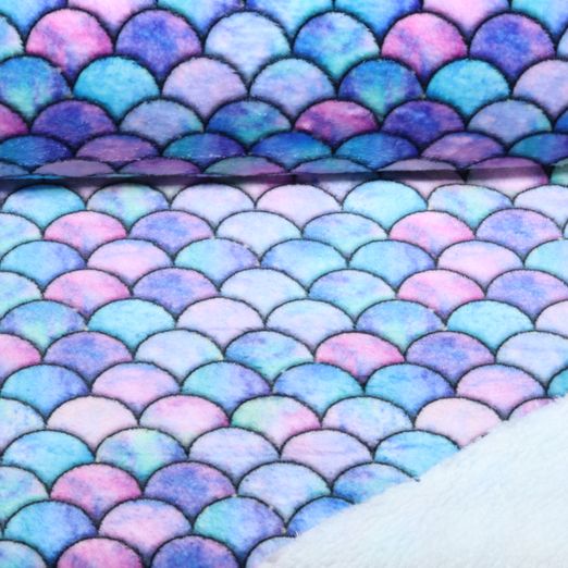 Kuschelfleece - Schuppen Blau Multicolor
