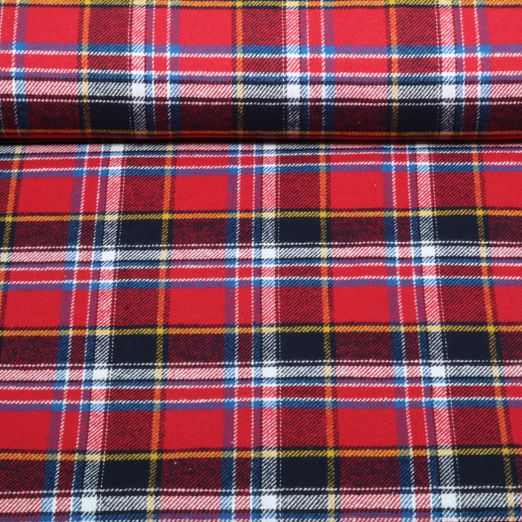Flanelle de coton - Carreaux rouges, teints dans la masse Flanelle de coton - Carreaux rouges, teints dans la masse