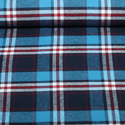 Flanelle de coton - Carreaux Aqua, teint dans la masse Flanelle de coton - Carreaux Aqua, teint dans la masse