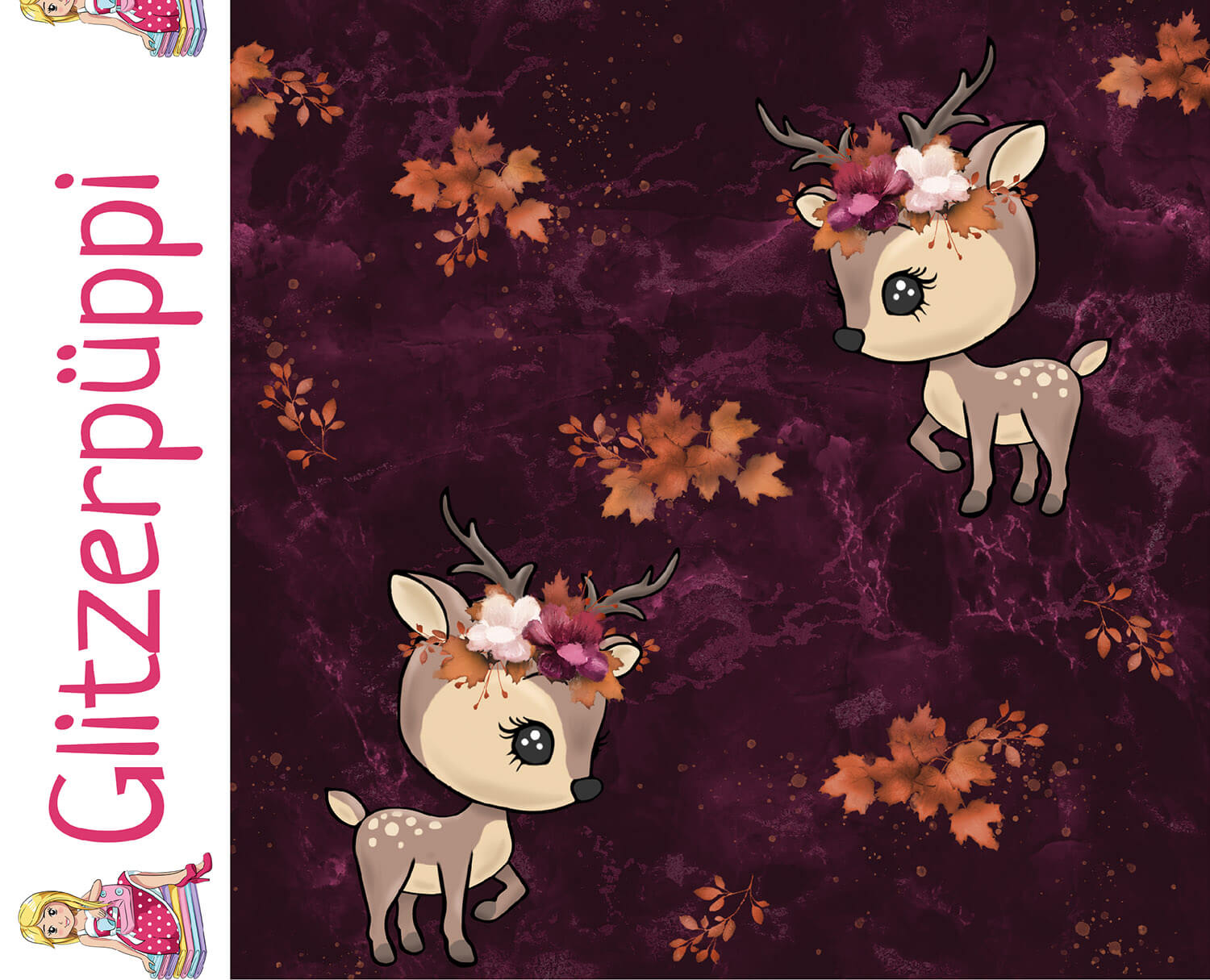 Sweat d'été - Glitzerpüpi, French Terry, motif cerf, Bordeaux-1 Sweat d'été - Glitzerpüpi, French Terry, motif cerf, Bordeaux-1