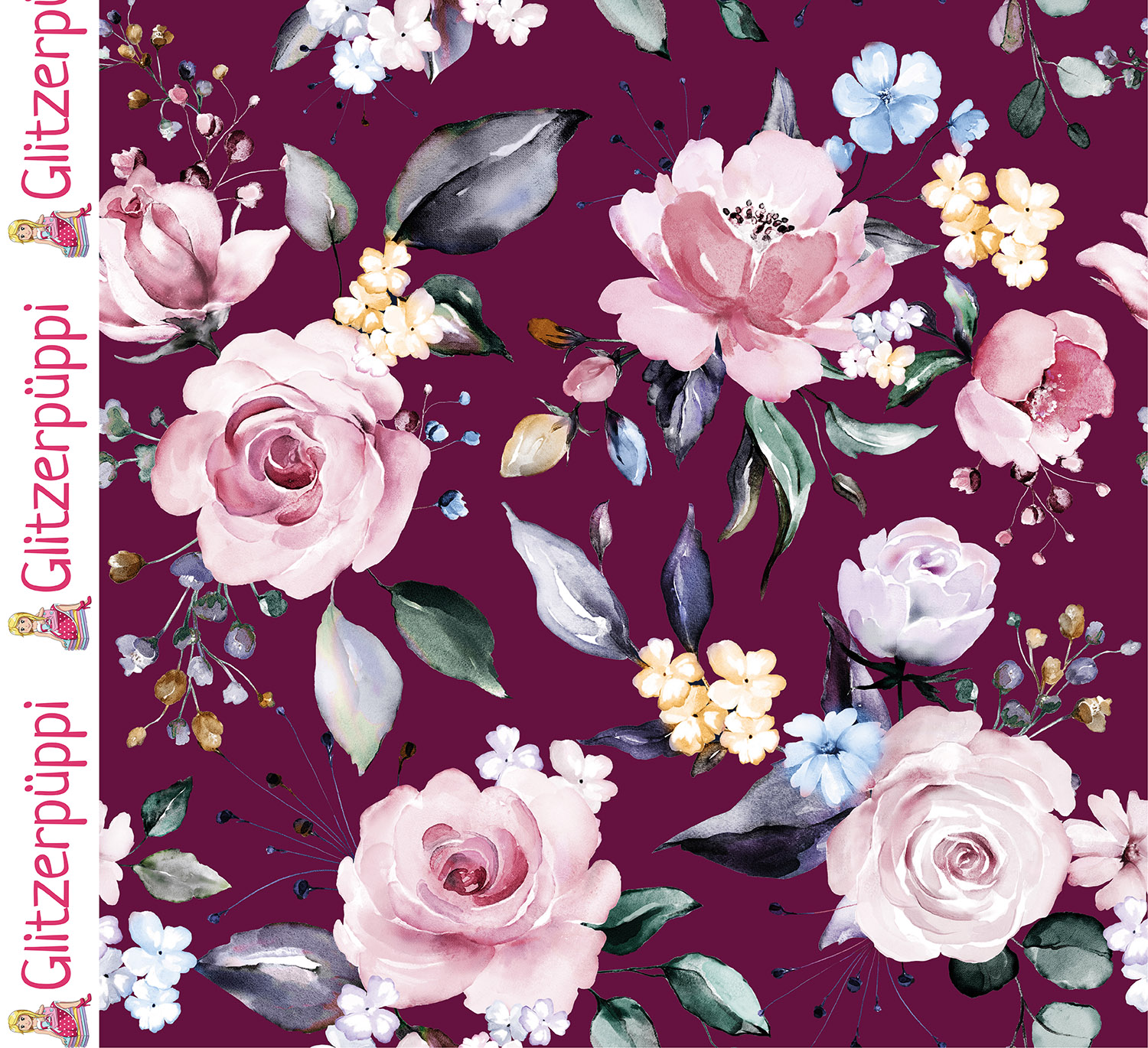 Jersey - Glitzerpüppi Digital Rosen Bordeaux-1 Jersey - Glitzerpüppi Digital Rosen Bordeaux-1
