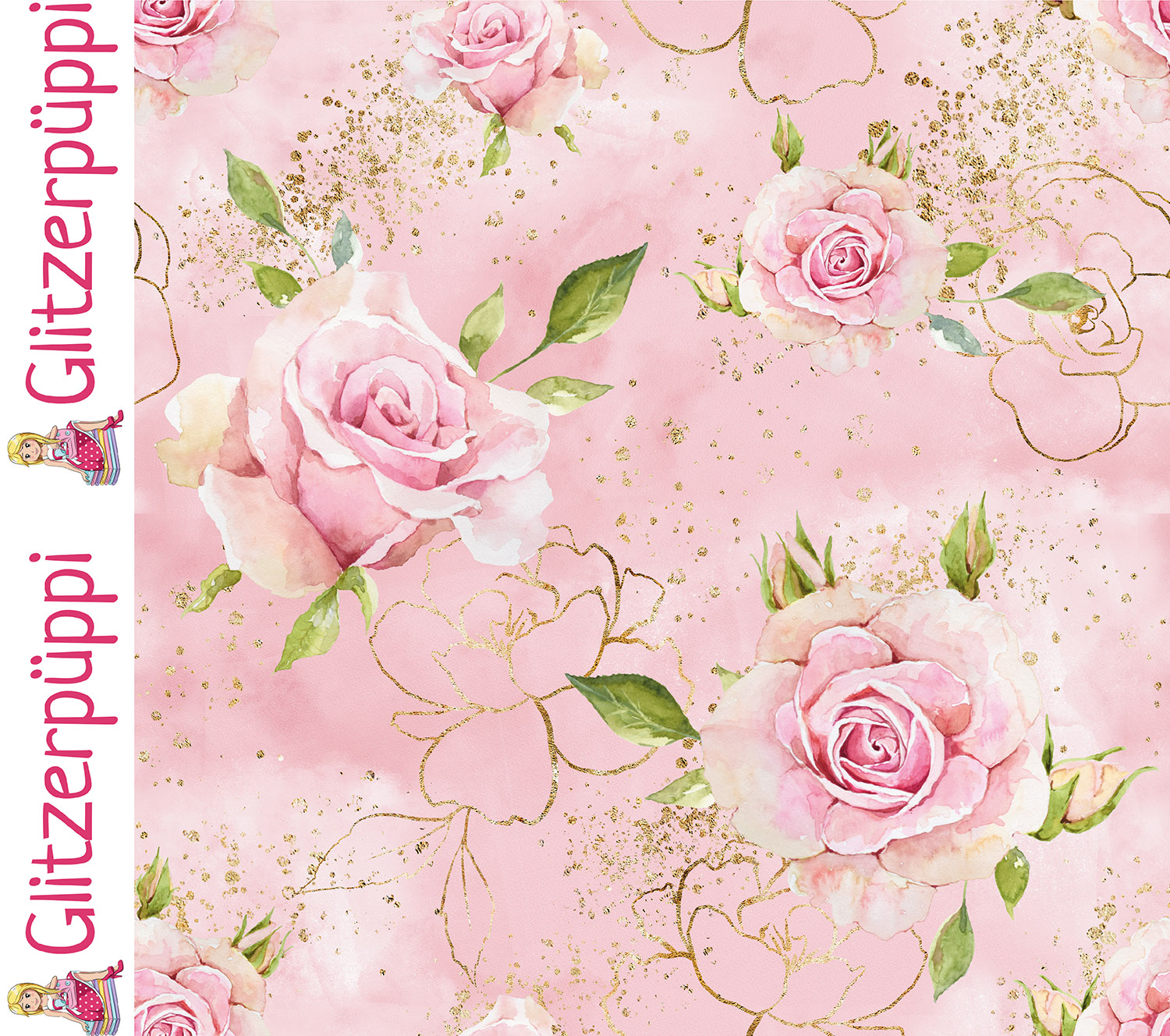 Sommersweat - Glitzerpüppi French Terry Digital Rosen Rosa-1 Sommersweat - Glitzerpüppi French Terry Digital Rosen Rosa-1