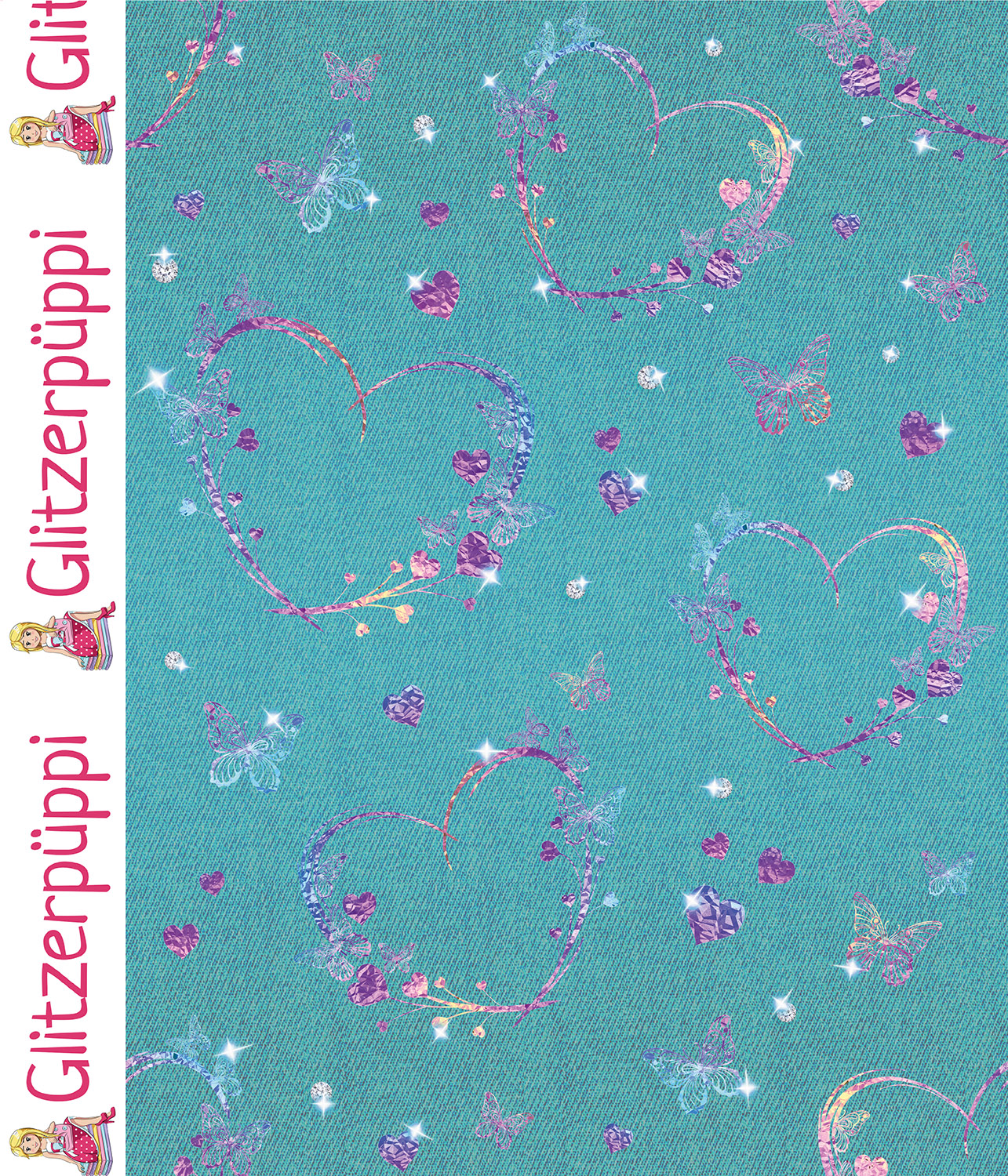 Sweat - Glitzerpüppi Impression numérique Cœurs Turquoise Gratté-1 Sweat - Glitzerpüppi Impression numérique Cœurs Turquoise Gratté-1