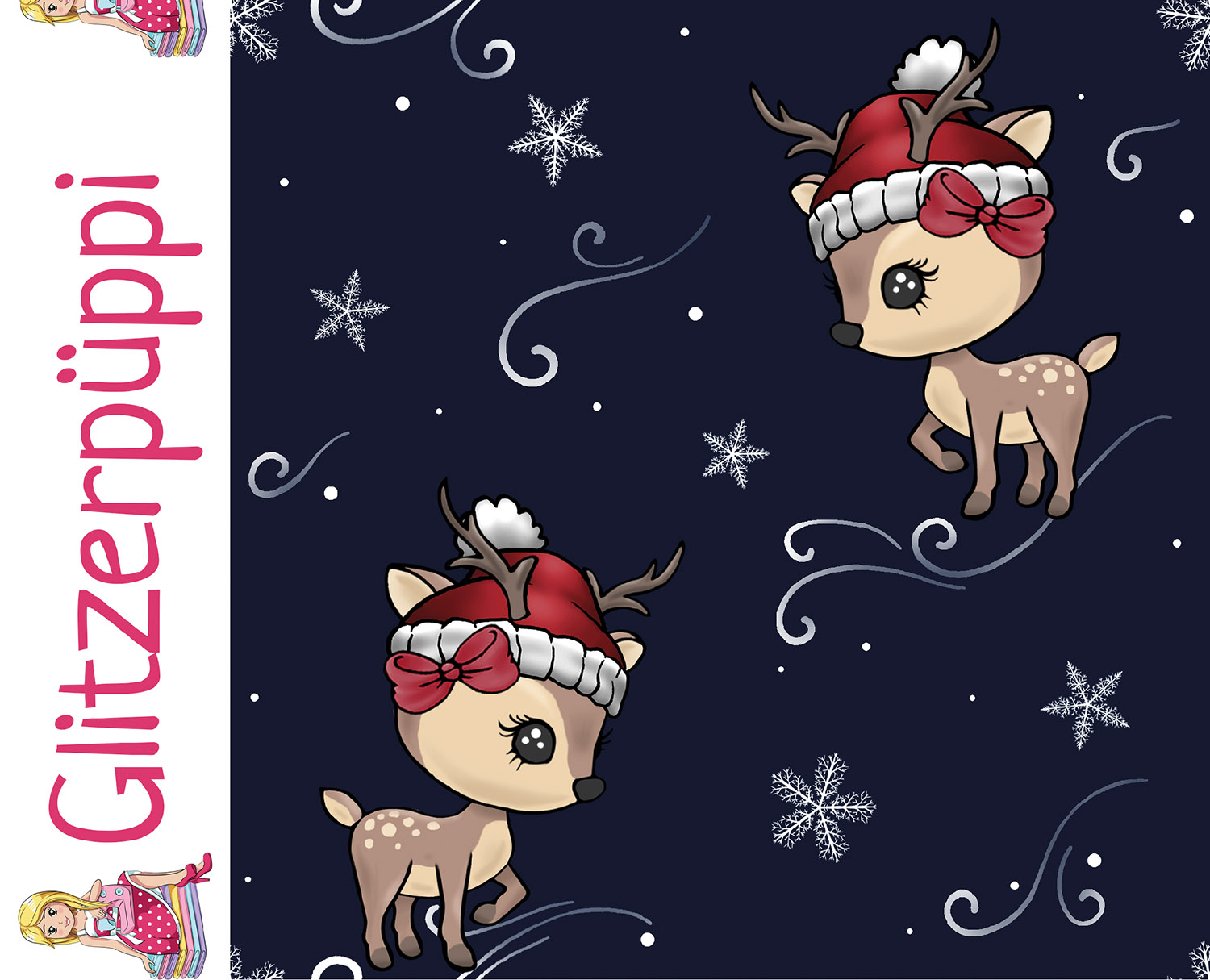 Sweat - Glitzerpüppi Impression numérique Xmas Renne Bleu marine gratté-1 Sweat - Glitzerpüppi Impression numérique Xmas Renne Bleu marine gratté-1