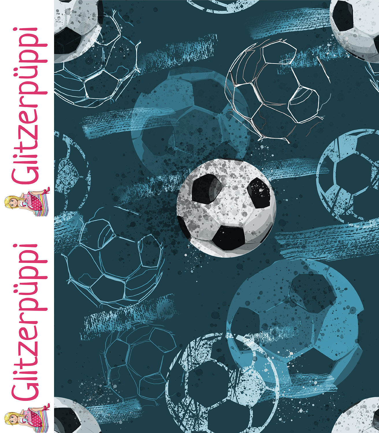 Jersey - Glitzerpüppi Impression numérique Football Bleu pétrole-1 Jersey - Glitzerpüppi Impression numérique Football Bleu pétrole-1