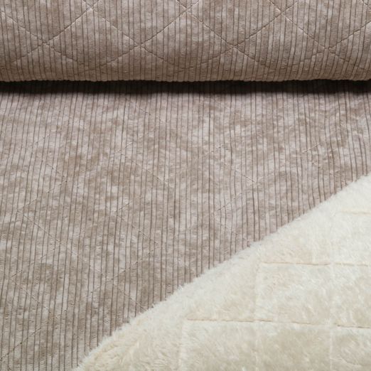 Cord Teddy - High Low Quiltkaros Taupe