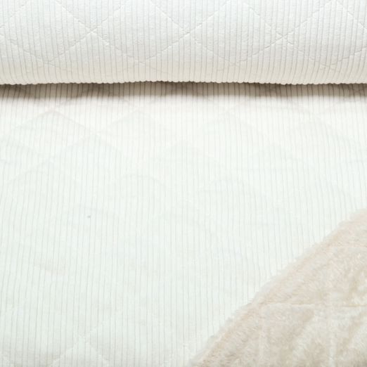Velours côtelé Teddy - Carreaux matelassés asymétriques Ecru Velours côtelé Teddy - Carreaux matelassés asymétriques Ecru