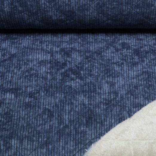Cord Teddy - High Low Quiltkaros Jeansblau