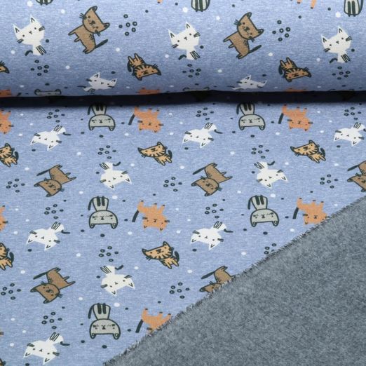 Alpenfleece - Digital Katzen Jeansblau