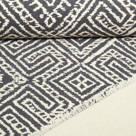 Toile canevas épaisse - Motif Inka Beige et Noir Toile canevas épaisse - Motif Inka Beige et Noir