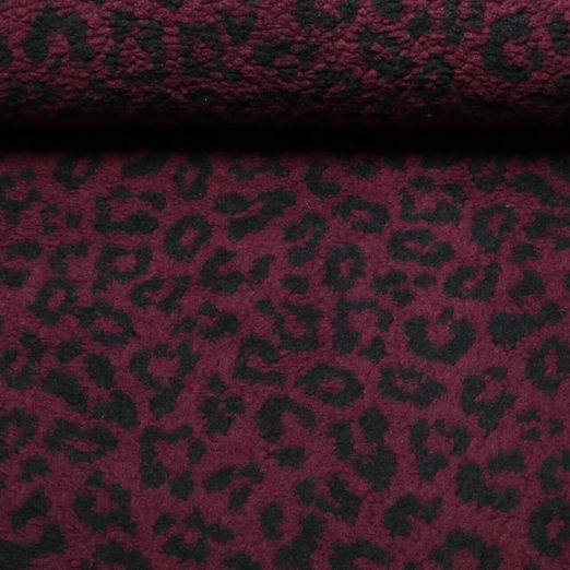 Teddyfleece - Jacquard Leo Weinrot Schwarz