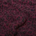 Teddyfleece - Jacquard luipaardprint, wijnrood en zwart Teddyfleece - Jacquard luipaardprint, wijnrood en zwart