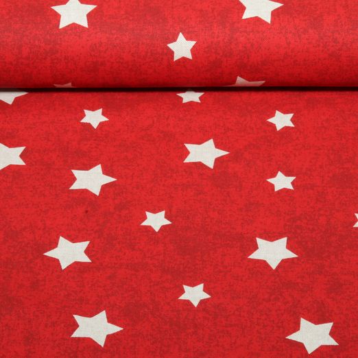 Toile canevas - Étoiles, aspect lin, rouge et Beige Toile canevas - Étoiles, aspect lin, rouge et Beige