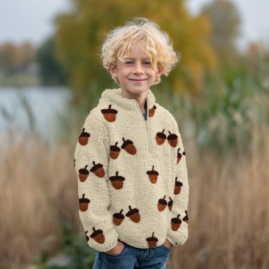 Polaire teddy - Motif jacquard « glands » Beige-3 Polaire teddy - Motif jacquard « glands » Beige-3
