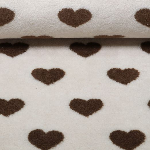 Polaire teddy - Cœurs jacquard, sable clair