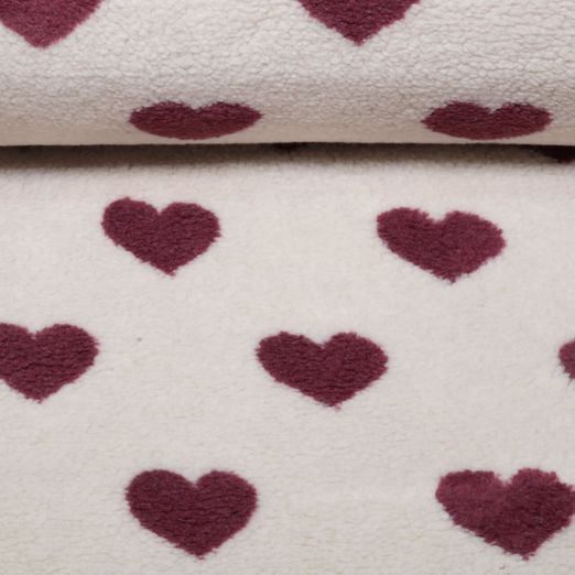 Polaire teddy - Cœurs jacquard, vieux rose clair Polaire teddy - Cœurs jacquard, vieux rose clair